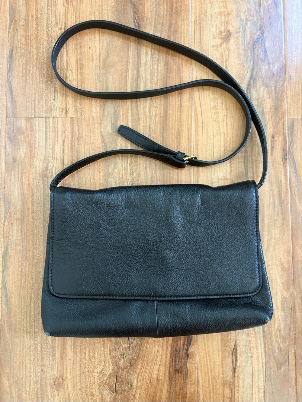 J Crew Black Leather Messenger Crossbody Bag